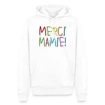MERCI MAMAN ENFANTS MAMIE - Sweat à capuche Premium bio Homme - blanc - Devant - Nico (187cm)