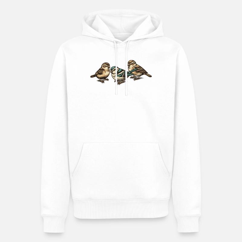 Trois petits oiseaux - Sweat à capuche Premium bio Homme - blanc