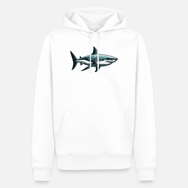 Grand requin blanc - Sweat à capuche Premium bio Homme - blanc