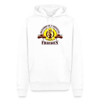 Militärische Aufrüstung bringt kein Frieden - Männer Premium Bio Hoodie - Weiß - Vorne - Nico (187cm)