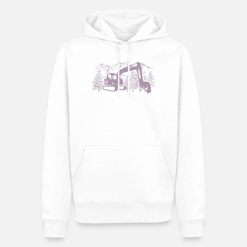 Bagger Silhouette Baugeräteführer Arbeit - Männer Premium Bio Hoodie - Weiß