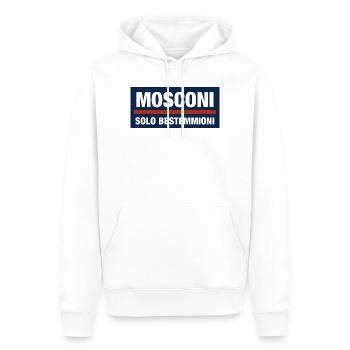MOSCONI solo Bestemmioni - Felpa con cappuccio ecologica premium da uomo - bianco - Fronte - Nico (187cm)