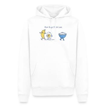 Breakfast Race - Men’s Premium Organic Hoodie - white - Front - Nico (187cm)