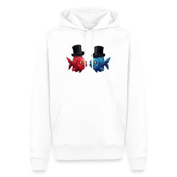 Élégantes paires de poissons avec des chapeaux haut de forme - Sweat à capuche Premium bio Homme - blanc - Devant - Nico (187cm)