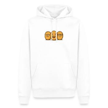 Brötchenbande – Des visages de pain cool dans un style rétro - Sweat à capuche Premium bio Homme - blanc - Devant - Nico (187cm)