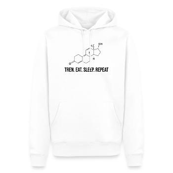 Tren. Eat. Sleep. Repeat - Männer Premium Bio Hoodie - Weiß - Vorne - Nico (187cm)