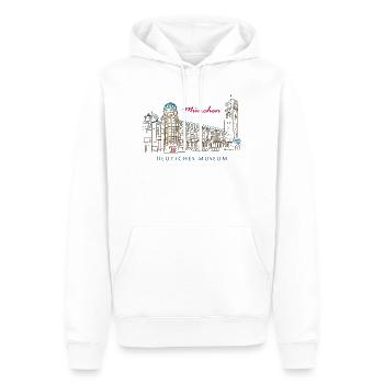 Munich Deutsches Museum Dessin à la main - Sweat à capuche Premium bio Homme - blanc - Devant - Nico (187cm)