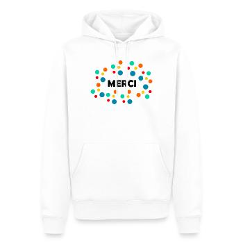 THANK YOU. THANKS. THANK YOU. ANNIVERSARY. BIRTH. - Men’s Premium Organic Hoodie - white - Front - Nico (187cm)