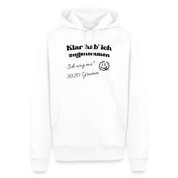 Lachendes Mondgesicht mit Sternen und Spruch - Männer Premium Bio Hoodie - Weiß - Vorne - Nico (187cm)