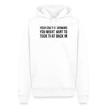 Ta folie est de montrer que tu pourrais vouloir rentrer ça - Sweat à capuche Premium bio Homme - blanc - Devant - Nico (187cm)