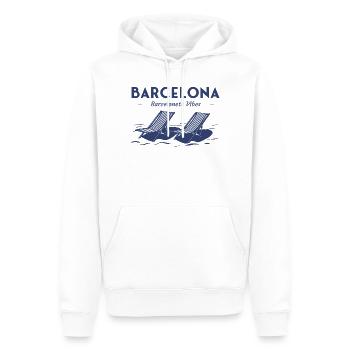 Barcelona Barceloneta Strandstühle Summer Vibes - Männer Premium Bio Hoodie - Weiß - Vorne - Nico (187cm)