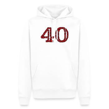 40. 40 ANS. 40e ANNIVERSAIRE. ANNIVERSAIRE 40 ANS. - Sweat à capuche Premium bio Homme - blanc - Devant - Nico (187cm)