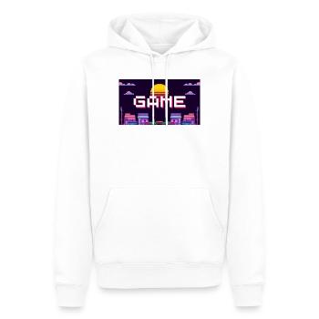 Retro Pixel Game Sunset Design - Männer Premium Bio Hoodie - Weiß - Vorne - Nico (187cm)