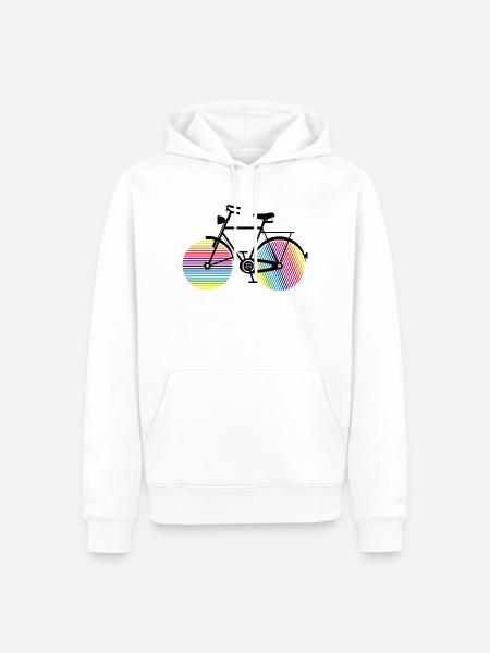 Regnbuecykel – stilfuld og farverig - Herre Premium økologisk hoodie - hvid