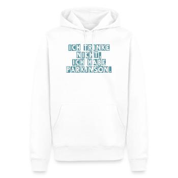 Ich trinke nicht, ich habe Parkinson. - Männer Premium Bio Hoodie - Weiß - Vorne - Nico (187cm)