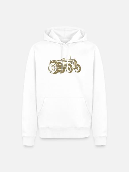 Traktor Silhouette Bauer Landwirtschaft - Männer Premium Bio Hoodie - Weiß