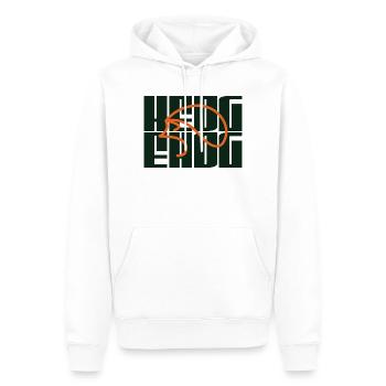 Merch mit dem Logo deines Lieblingsigels  - Männer Premium Bio Hoodie - Weiß - Vorne - Nico (187cm)