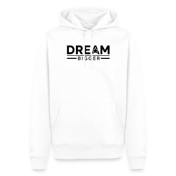 Inspirational Dream Bigger Typography Design - Men’s Premium Organic Hoodie - white - Front - Nico (187cm)