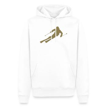 Minimalist Skier Silhouette Winter Sports - Men’s Premium Organic Hoodie - white - Front - Nico (187cm)