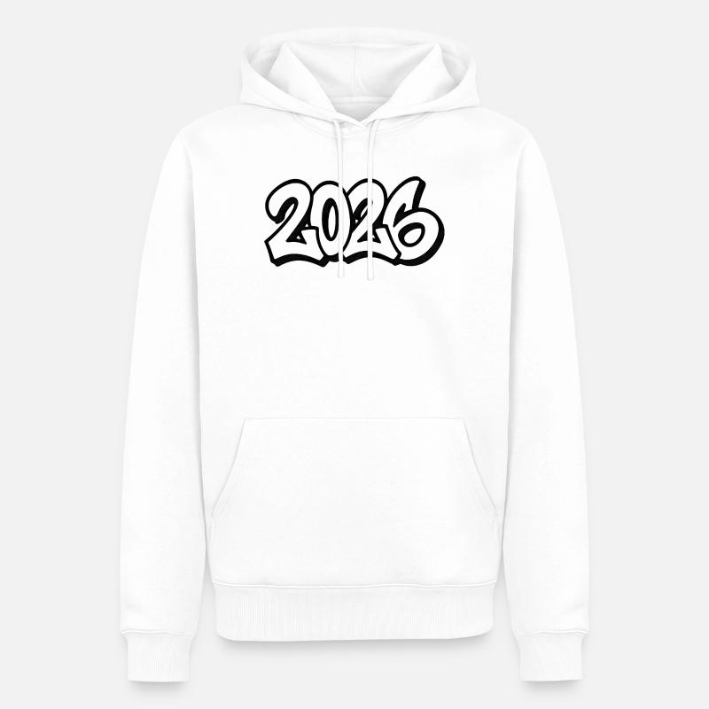 Année 2026 Conception de graffitis - Sweat à capuche Premium bio Homme - blanc