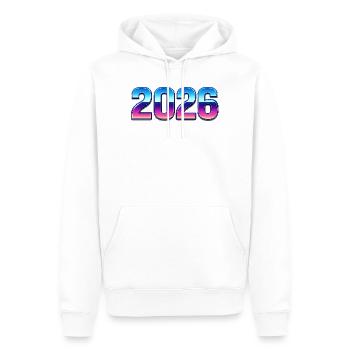 Neon 2026 Gradient Design - Men’s Premium Organic Hoodie - white - Front - Nico (187cm)