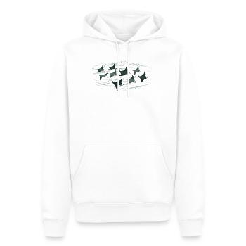 Banc de raies manta – Un monde sous-marin élégant - Sweat à capuche Premium bio Homme - blanc - Devant - Nico (187cm)