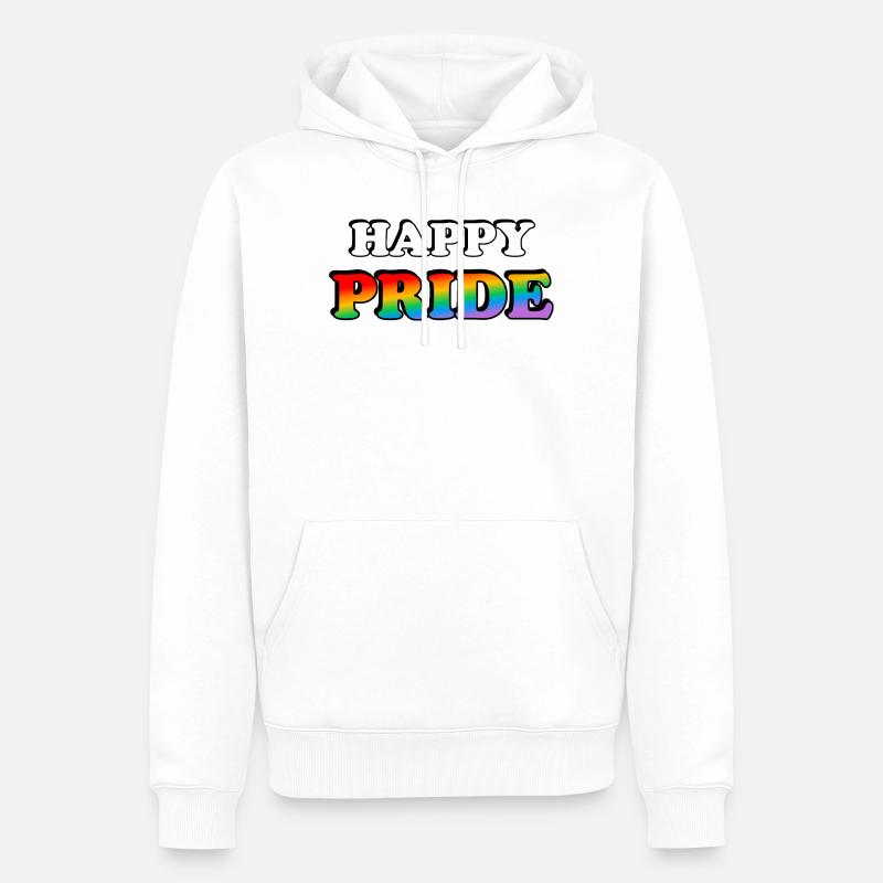 Pride Regenbogen Textdesign - Männer Premium Bio Hoodie - Weiß