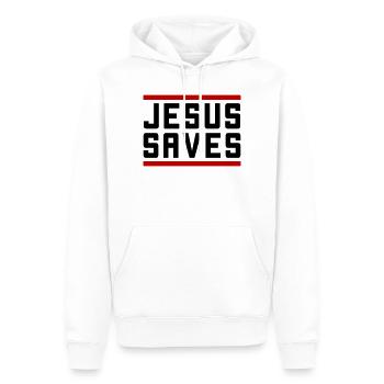Jesus Rettet Christlich - Männer Premium Bio Hoodie - Weiß - Vorne - Nico (187cm)