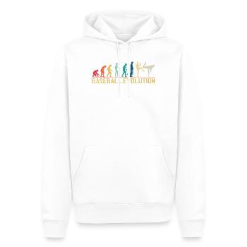 Baseball-Evolutions-Illustration - Männer Premium Bio Hoodie - Weiß - Vorne - Nico (187cm)