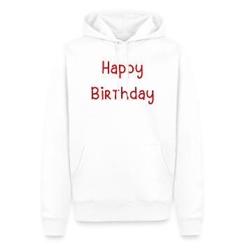 Message d'Anniversaire Joyeux en Style Ludique - Sweat à capuche Premium bio Homme - blanc - Devant - Nico (187cm)