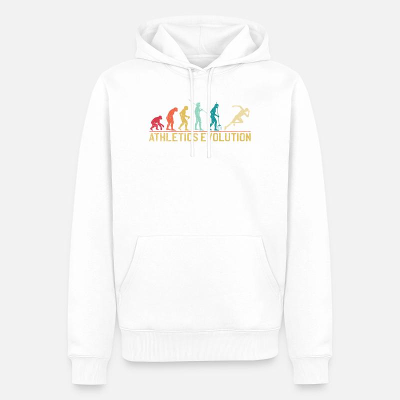 Evolution des athlètes humains Impression d’art - Sweat à capuche Premium bio Homme - blanc