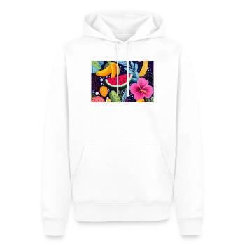 Bunte tropische Früchte - Männer Premium Bio Hoodie - Weiß - Vorne - Nico (187cm)