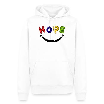 HOPE - Männer Premium Bio Hoodie - Weiß - Vorne - Nico (187cm)