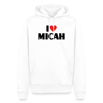I love Micah Red Heart Love Fan Gift - Men’s Premium Organic Hoodie - white - Front - Nico (187cm)