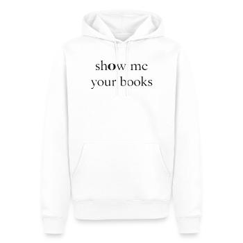 Show Me Your Books - Sweat à capuche Premium bio Homme - blanc - Devant - Nico (187cm)