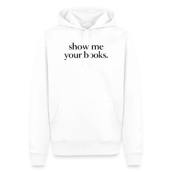 Show me your books. - Sweat à capuche Premium bio Homme - blanc - Devant - Nico (187cm)