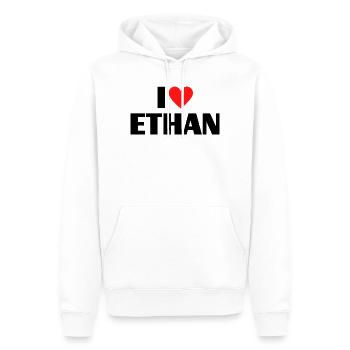 I love Ethan Red Heart Love Fan Gift - Men’s Premium Organic Hoodie - white - Front - Nico (187cm)