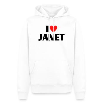 J'aime Janet Red Heart Love Fan Gift - Sweat à capuche Premium bio Homme - blanc - Devant - Nico (187cm)