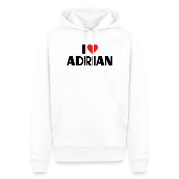 J'aime Adrian Red Heart Love Fan Gift - Sweat à capuche Premium bio Homme - blanc - Devant - Nico (187cm)