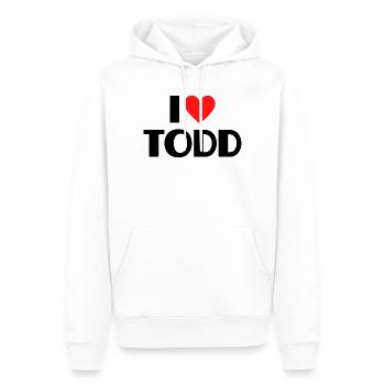 J'aime Todd Red Heart Love Fan Gift - Sweat à capuche Premium bio Homme - blanc - Devant - Nico (187cm)
