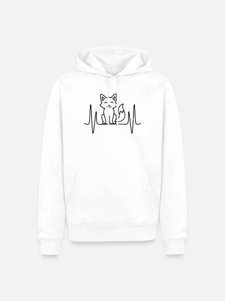 Ræv hjerteslag linje motiv - Herre Premium økologisk hoodie - hvid