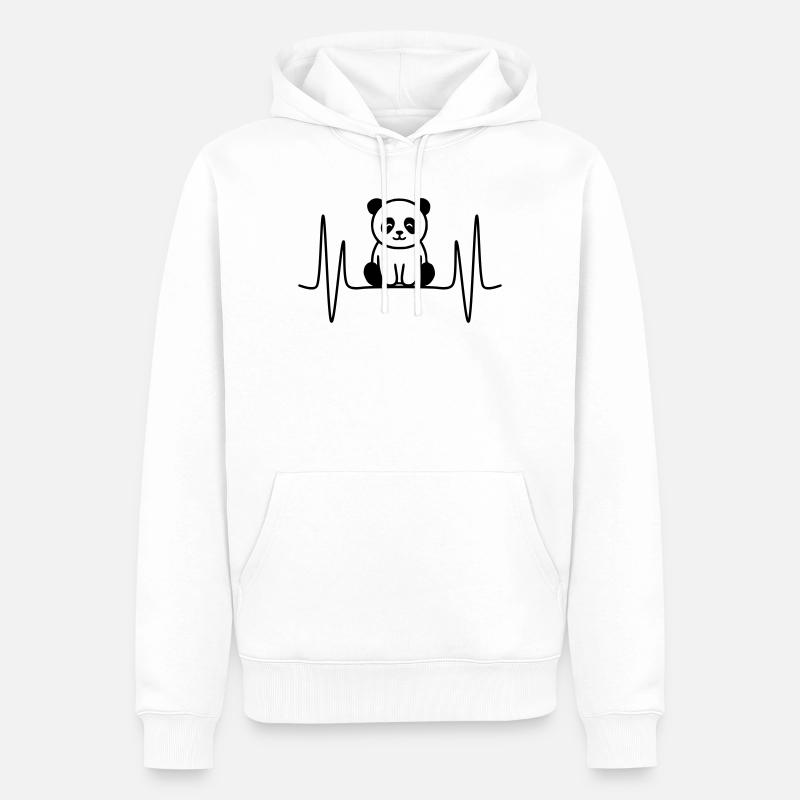 Panda Herzschlag Linienmotiv - Männer Premium Bio Hoodie - Weiß