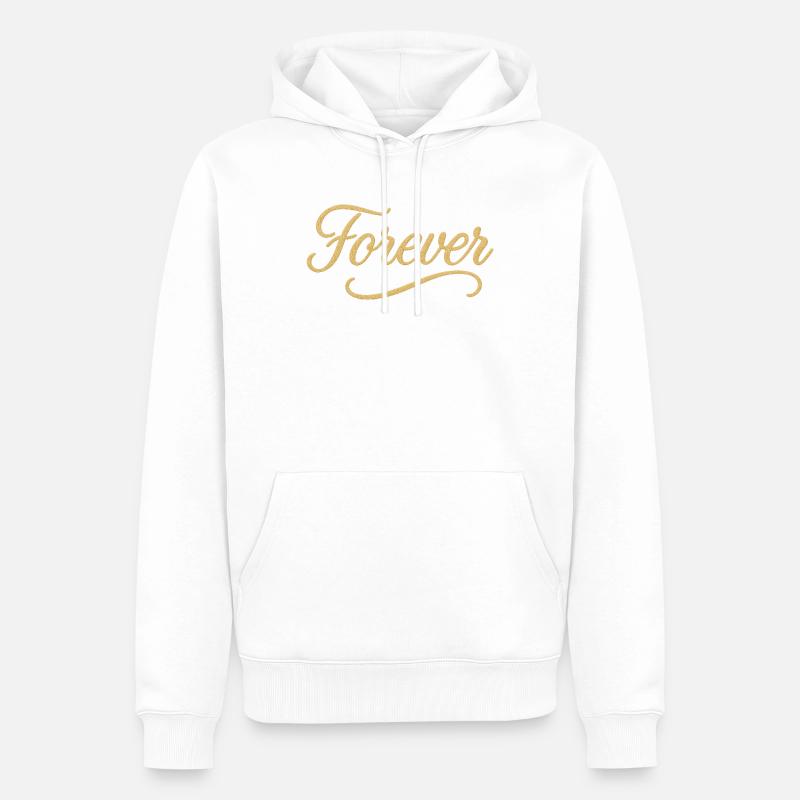 Élégant Gold Script Forever Design - Sweat à capuche Premium bio Homme - blanc