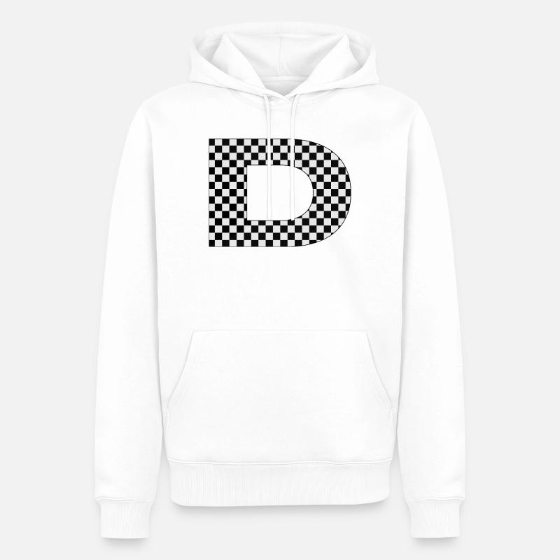Checkered Muster mit Buchstaben D - Männer Premium Bio Hoodie - Weiß