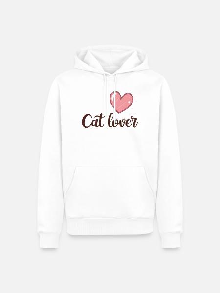 Helles rosa Herz für Katzenliebhaber - Männer Premium Bio Hoodie - Weiß