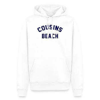 Plage des Cousins – Style universitaire - Sweat à capuche Premium bio Homme - blanc - Devant - Nico (187cm)