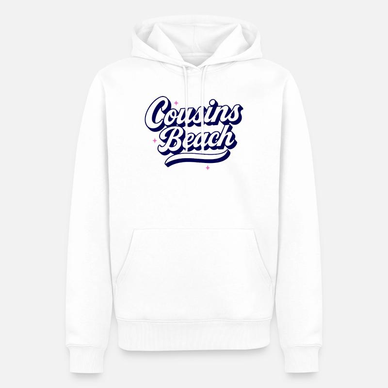 Cousins Beach - Conception de script rétro - Sweat à capuche Premium bio Homme - blanc