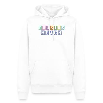 Plage des Cousins – Ambiance estivale - Sweat à capuche Premium bio Homme - blanc - Devant - Nico (187cm)