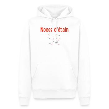 Blechhochzeit 10. Hochzeitstag - Männer Premium Bio Hoodie - Weiß - Vorne - Nico (187cm)