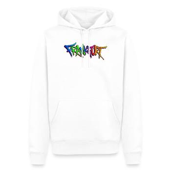 Graffiti-Style Frankfurt Stadtbild - Männer Premium Bio Hoodie - Weiß - Vorne - Nico (187cm)